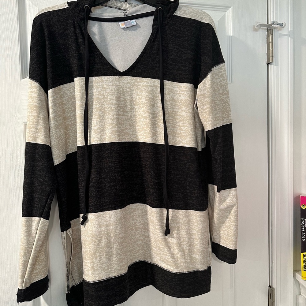 Striped Black and Cream Women's Sweater